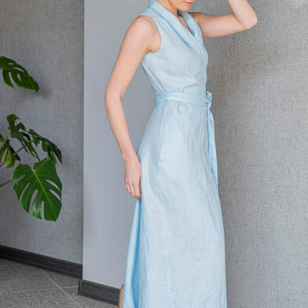 
                      
                        Sleeveless Linen Wrap Dress, VisibleArtShop
                      
                    