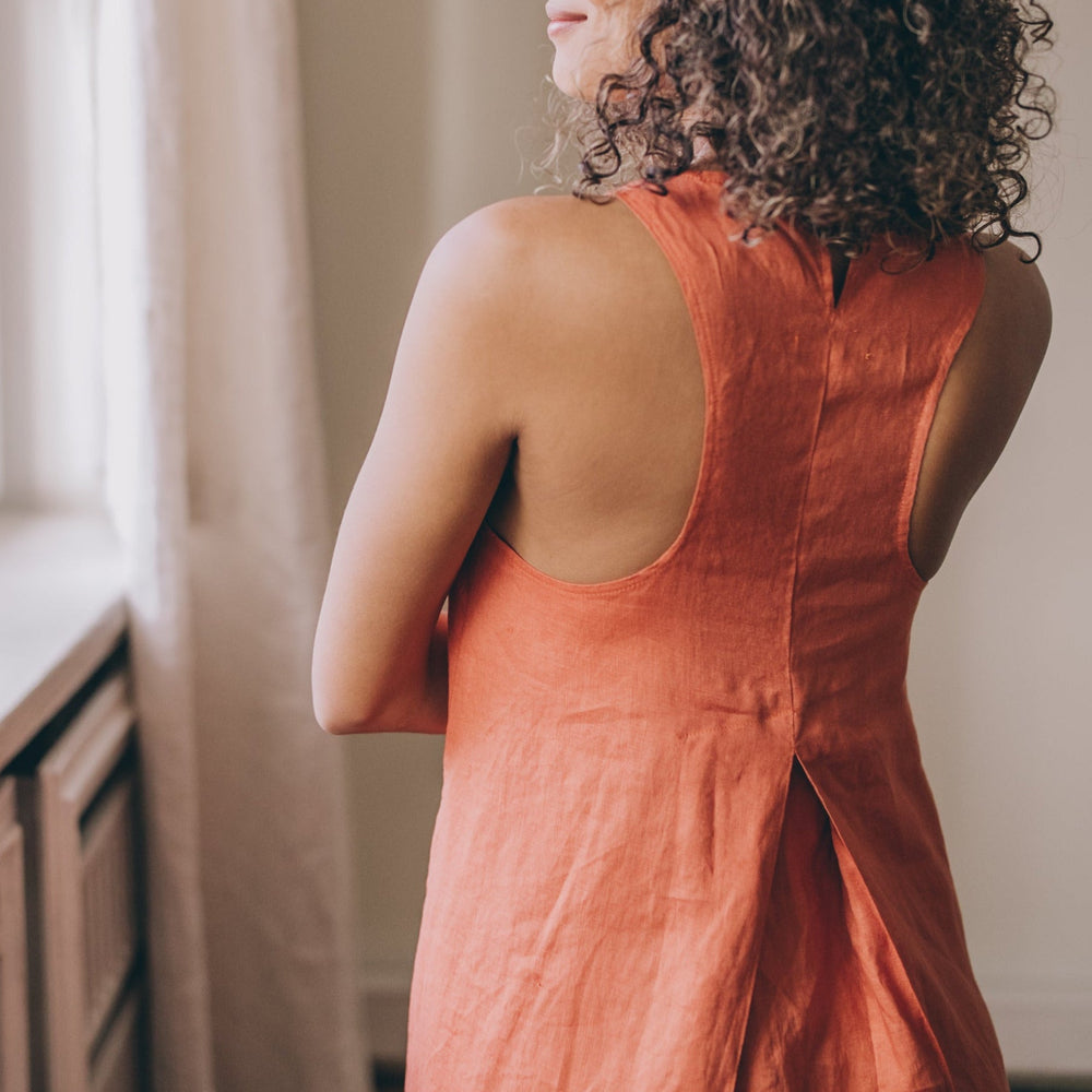 
                      
                        Minimalist Linen Dress with Pleat Detail, VisibleArtShop
                      
                    