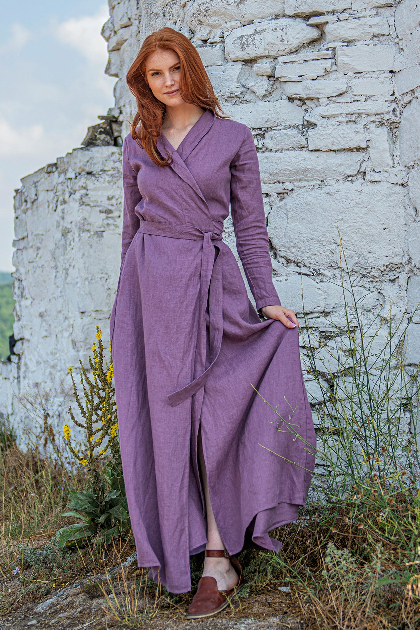 Linen A-Line Maxi Dress - VisibleArtShop