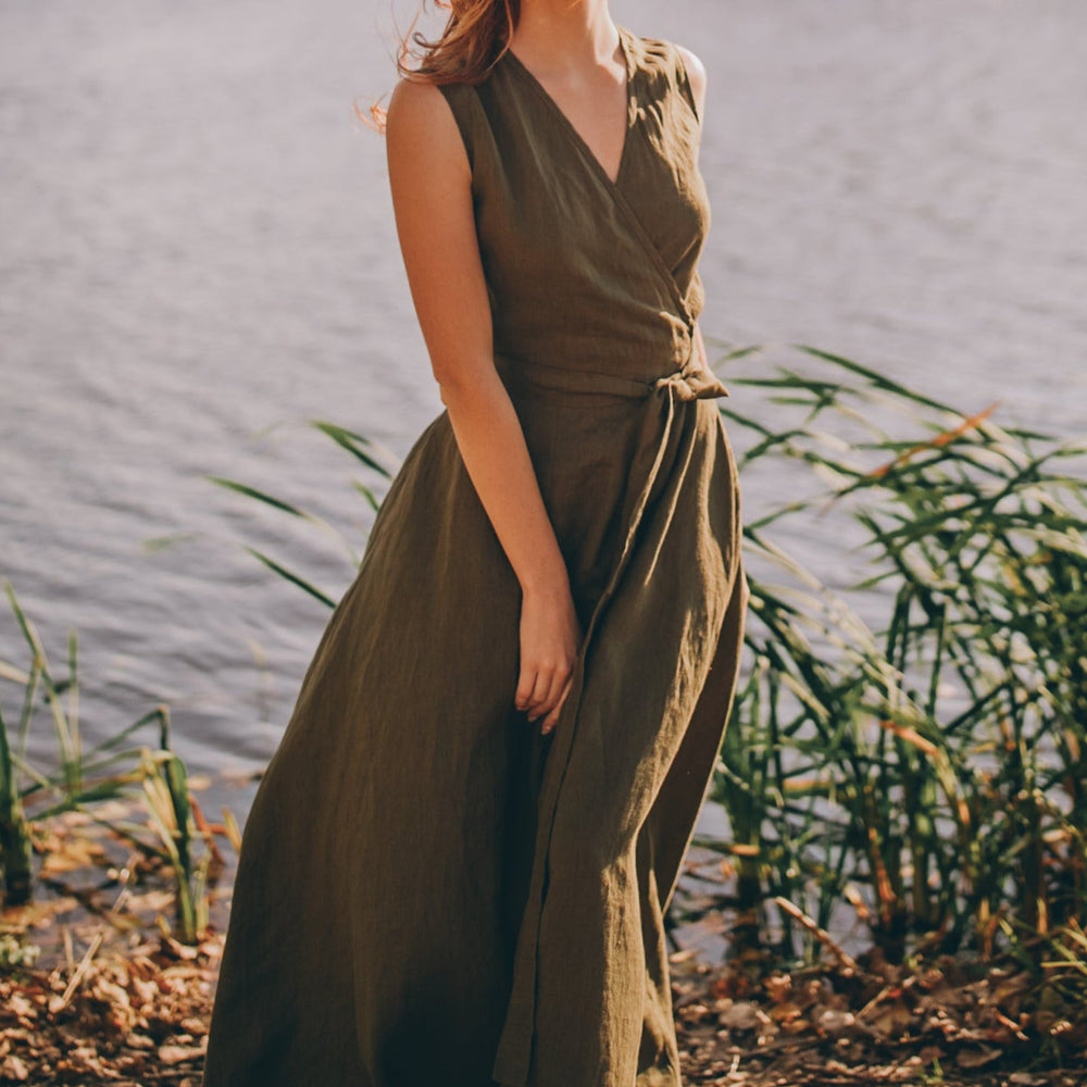 
                      
                        Sleeveless Linen Maxi Dress with Tie Waist, VisibleArtShop
                      
                    