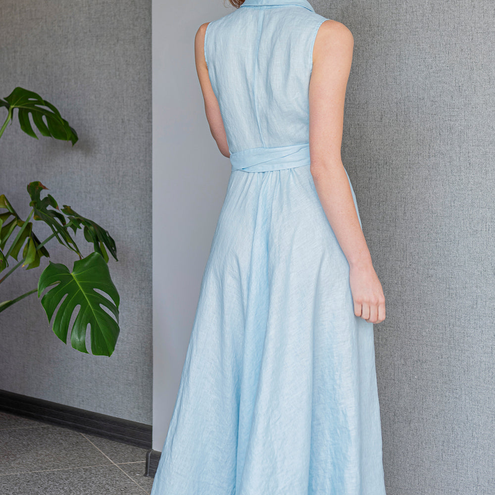 
                      
                        Sleeveless Linen Wrap Dress, VisibleArtShop
                      
                    