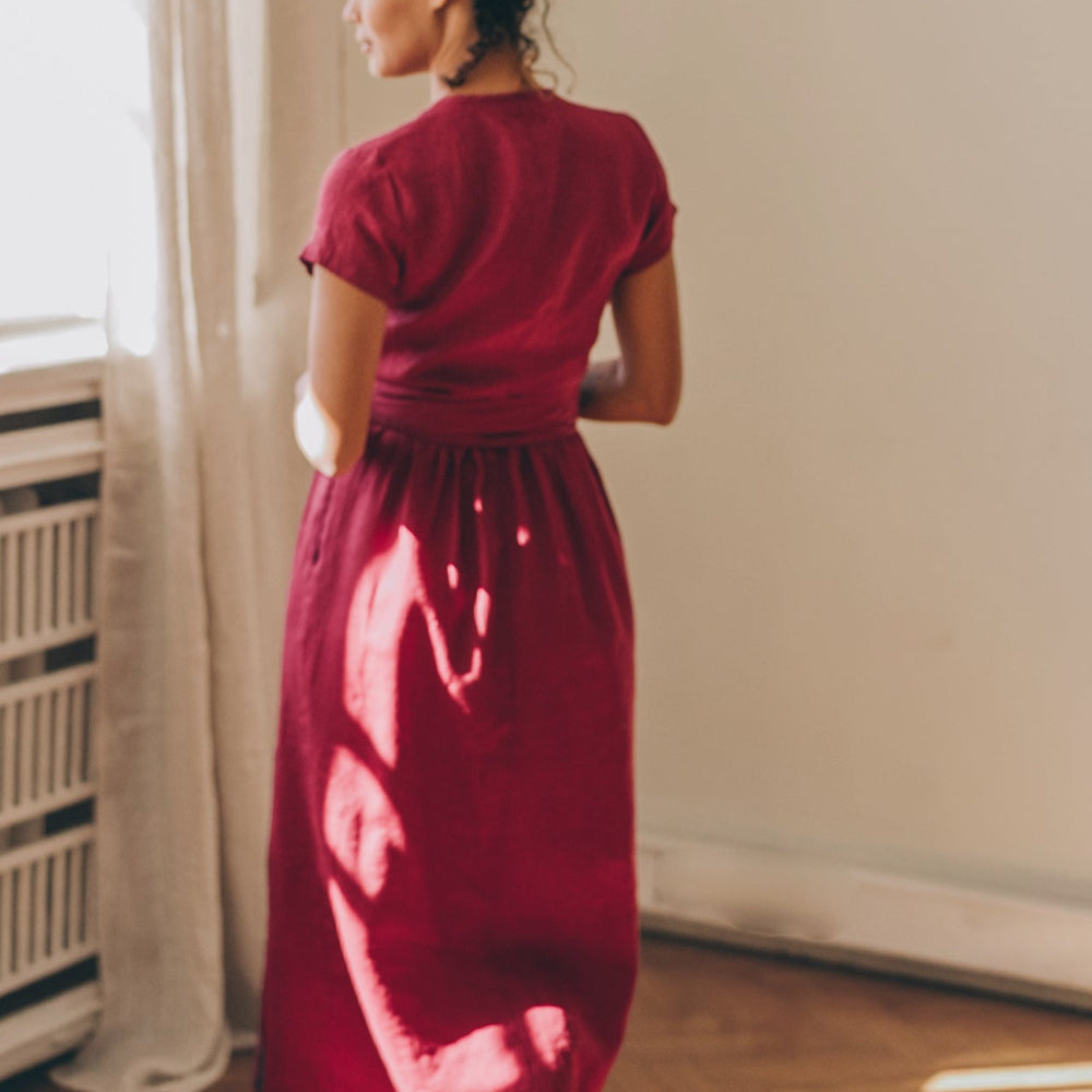 
                      
                        Midi Length Linen Wrap Dress, VisibleArtShop
                      
                    
