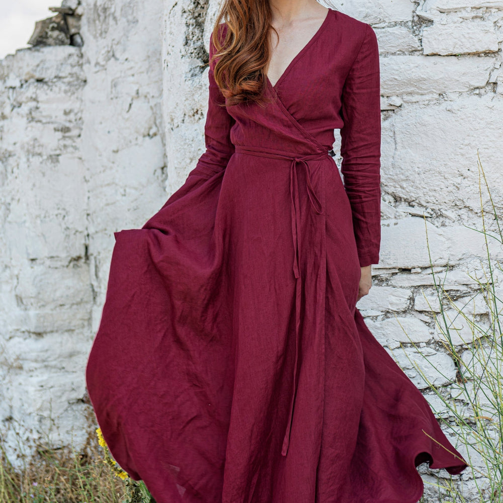 Linen Maxi Dress with Tie Waist, Linen Maxi Dress, Long Linen Wrap Dress, Red Linen Dress, Long Sleeve Linen Dress, Women Maxi Dress, 3XL / Vintage Linen Maxi Dress with Tie Waist, Linen Maxi Dress, Long Linen Wrap Dress, Red Linen Dress, Long Sleeve Linen Dress, Women Maxi Dress, 3XL / Vintage