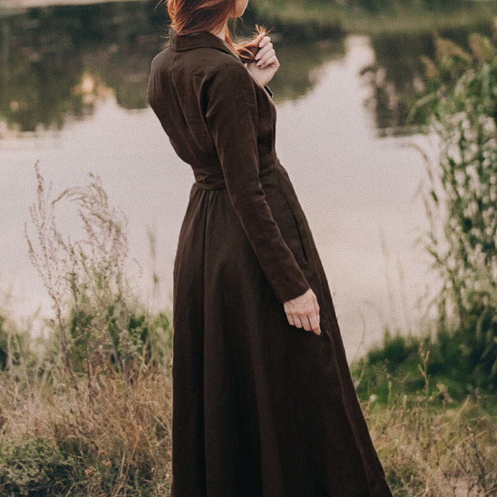 
                      
                        Linen A-Line Maxi Dress in Chocolate Brown - VisibleArtShop
                      
                    