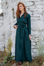 Maxi Linen Shirt Dress - VisibleArtShop