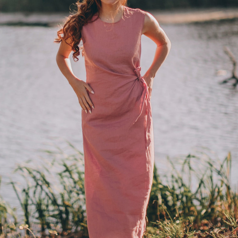 
                      
                        Linen Dress with Ruched Tie Detail, VisibleArtShop
                      
                    