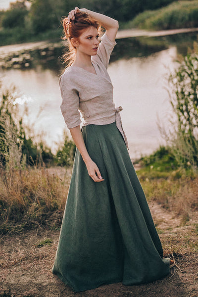 Heavyweight Linen Maxi Skirt | VisibleArtShop