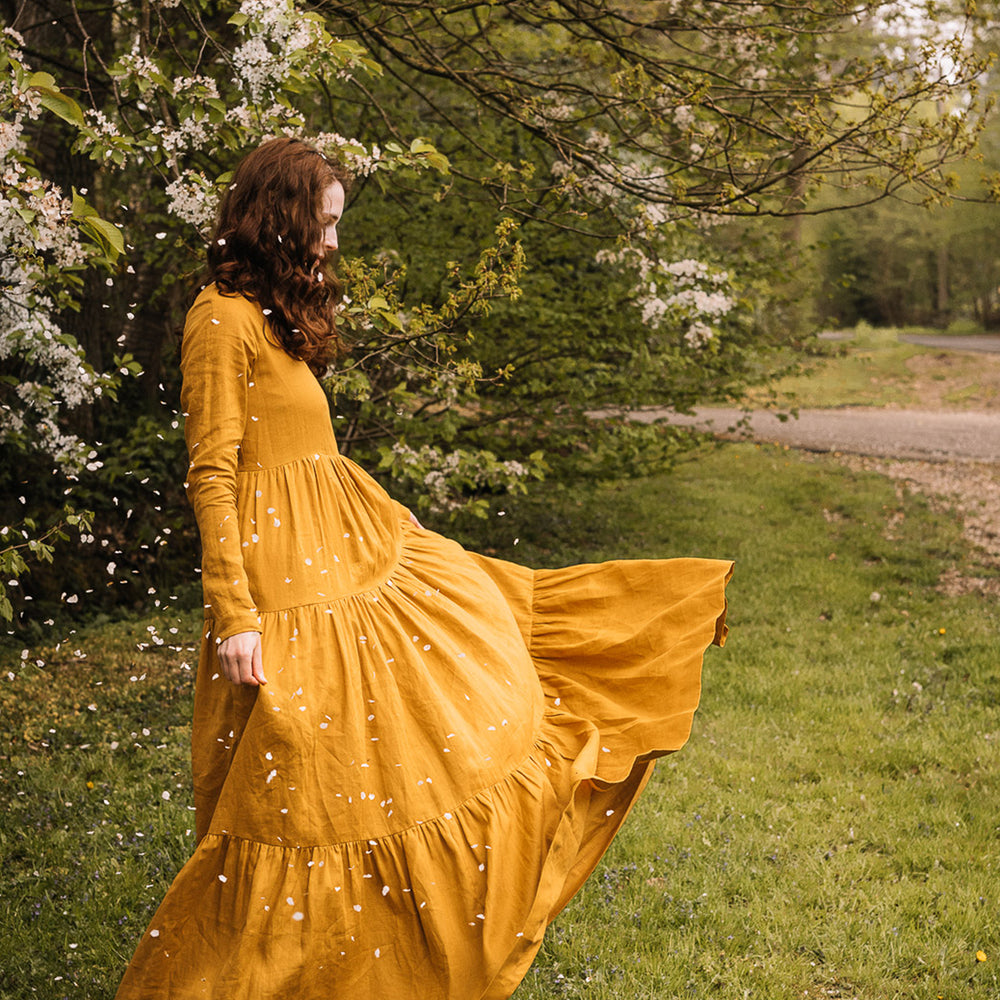 
                      
                        Bohemian Linen Dress in Mustard - VisibleArtShop
                      
                    