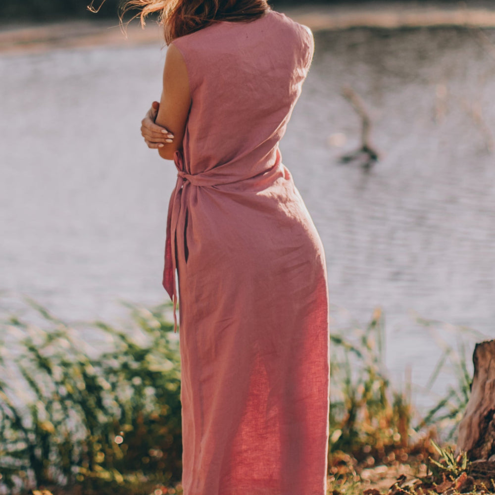 
                      
                        Linen Dress with Ruched Tie Detail, VisibleArtShop
                      
                    