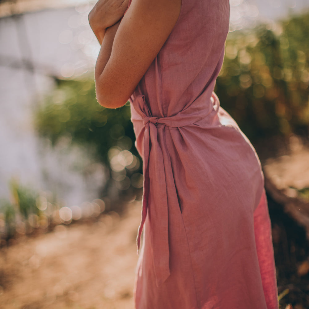 
                      
                        Linen Dress with Ruched Tie Detail, VisibleArtShop
                      
                    