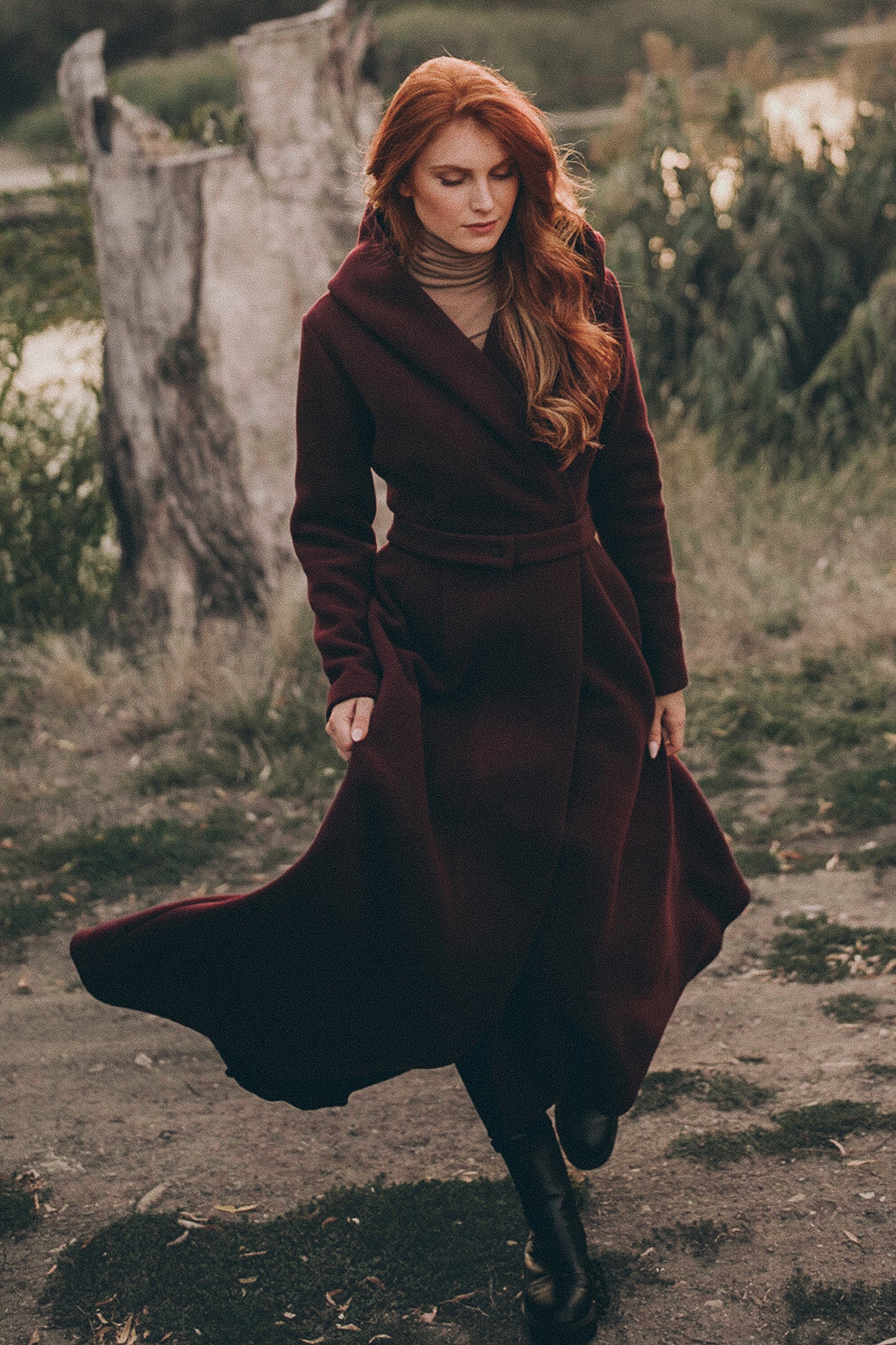 Merino Wool Flared Coat - VisibleArtShop