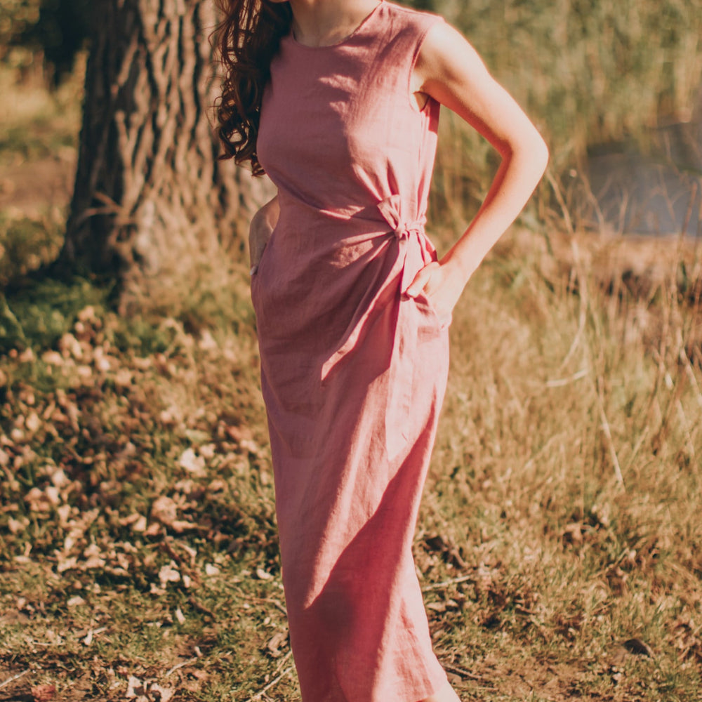 
                      
                        Linen Dress with Ruched Tie Detail, VisibleArtShop
                      
                    