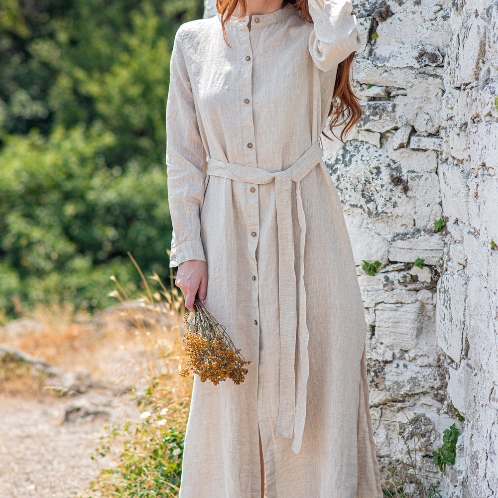 
                      
                        Long Sleeve Linen Shirt Dress - VisibleArtShop
                      
                    