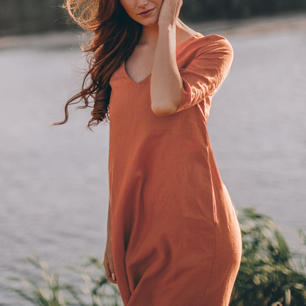 
                      
                        Sleeved Linen Maxi Dress, VisibleArtShop
                      
                    
