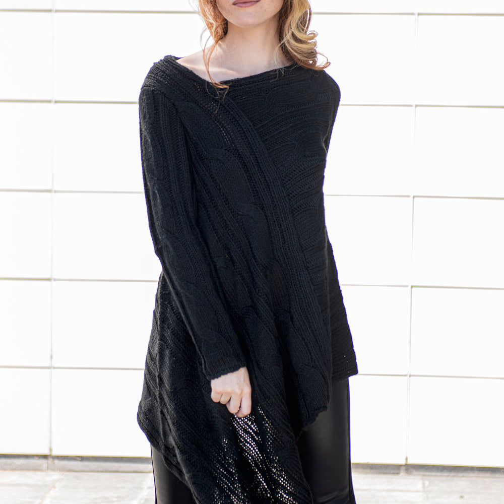 Asymmetric Knitted Tunic Sweater - VisibleArtShop