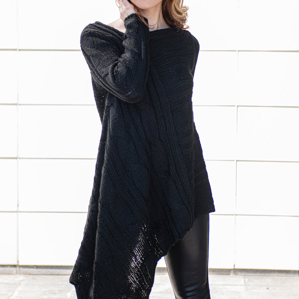 Asymmetric Knitted Tunic Sweater - VisibleArtShop