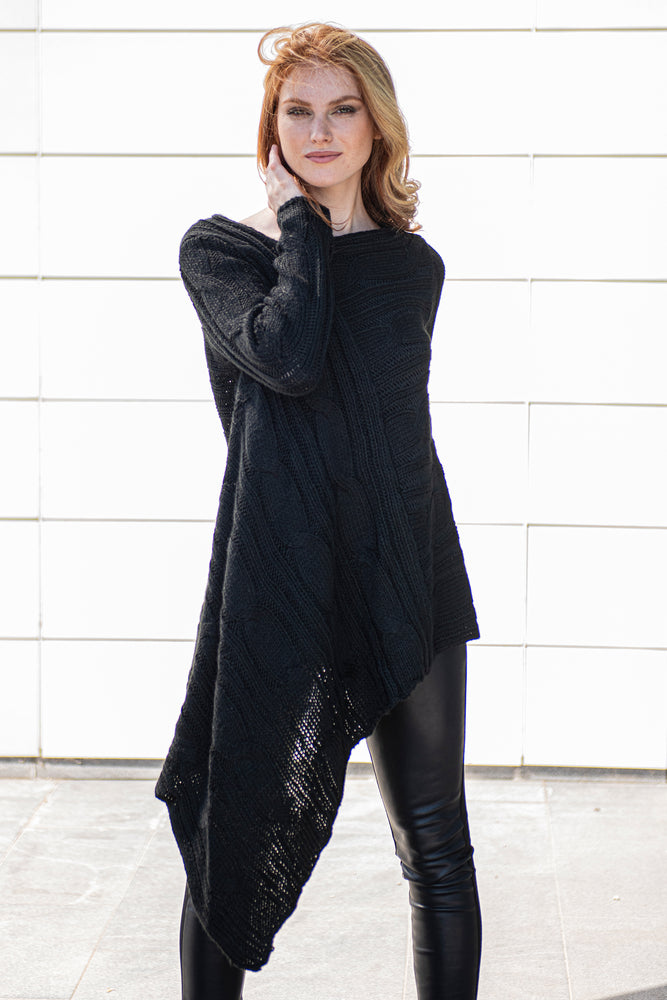Asymmetric Knitted Tunic Sweater - VisibleArtShop
