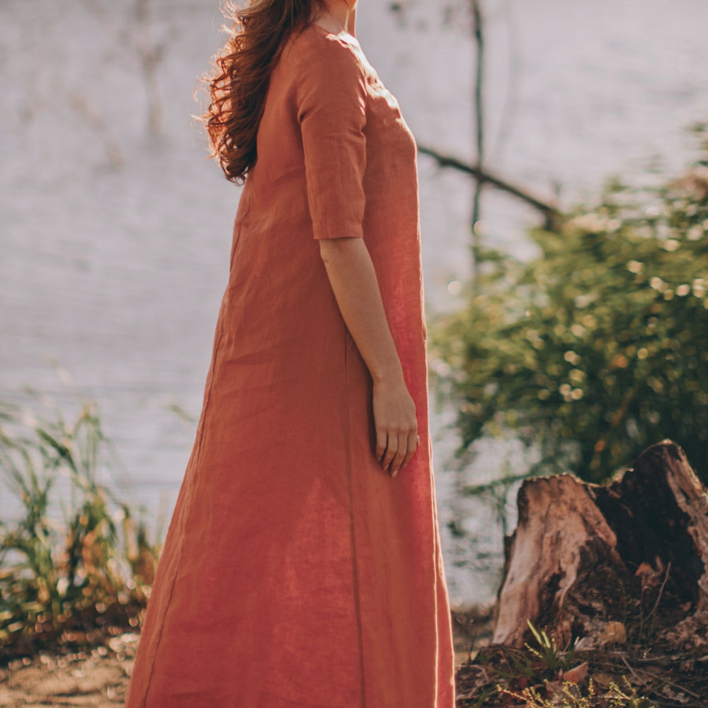 
                      
                        Sleeved Linen Maxi Dress, VisibleArtShop
                      
                    