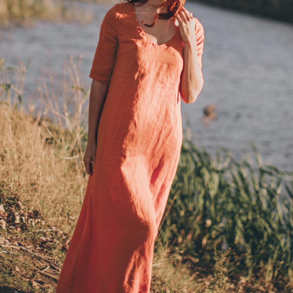 
                      
                        Sleeved Linen Maxi Dress, VisibleArtShop
                      
                    