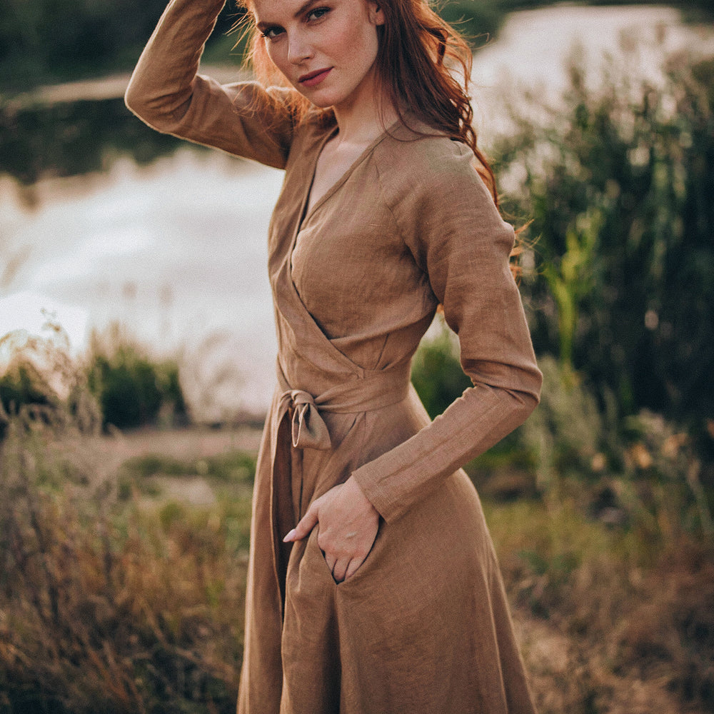 
                      
                        Rich Linen Wrap Dress, VisibleArtShop
                      
                    