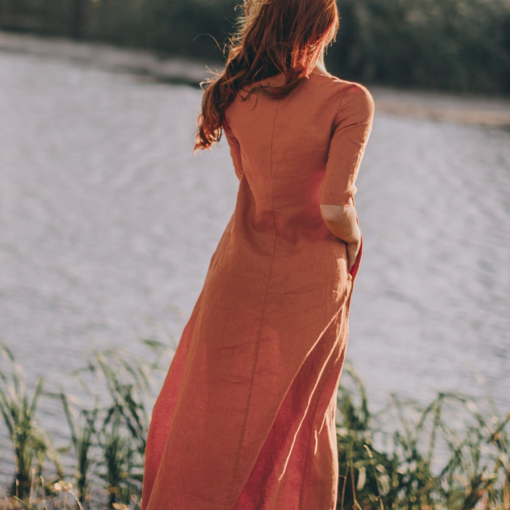 
                      
                        Sleeved Linen Maxi Dress, VisibleArtShop
                      
                    