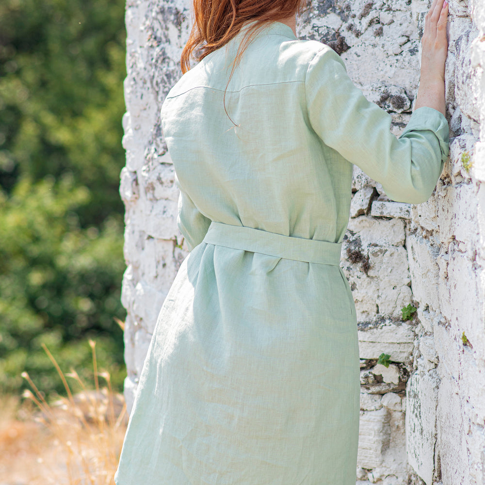 Belted Linen Shirt Dress, VisibleArtShop