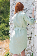 Belted Linen Shirt Dress - VisibleArtShop