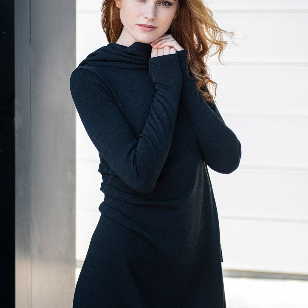 
                      
                        Hooded Knit Dress with Waist Accent, VisibleArtShop
                      
                    