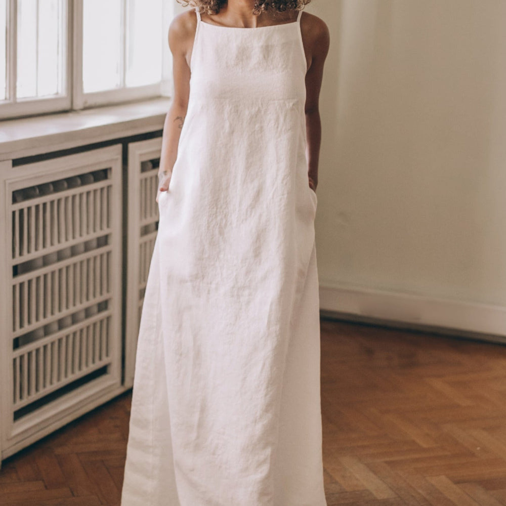 Linen Maxi Dress - White Linen Dress - Simple Linen Dress - Linen Spaghetti Strap Dress - Plus Size Clothing - Linen Dress Women - Linen Clothing, XS Linen Maxi Dress - White Linen Dress - Simple Linen Dress - Linen Spaghetti Strap Dress - Plus Size Clothing - Linen Dress Women - Linen Clothing, XS