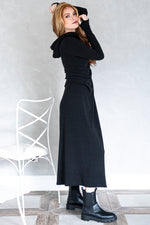 Hooded Knit Dress with Draping - VisibleArtShop