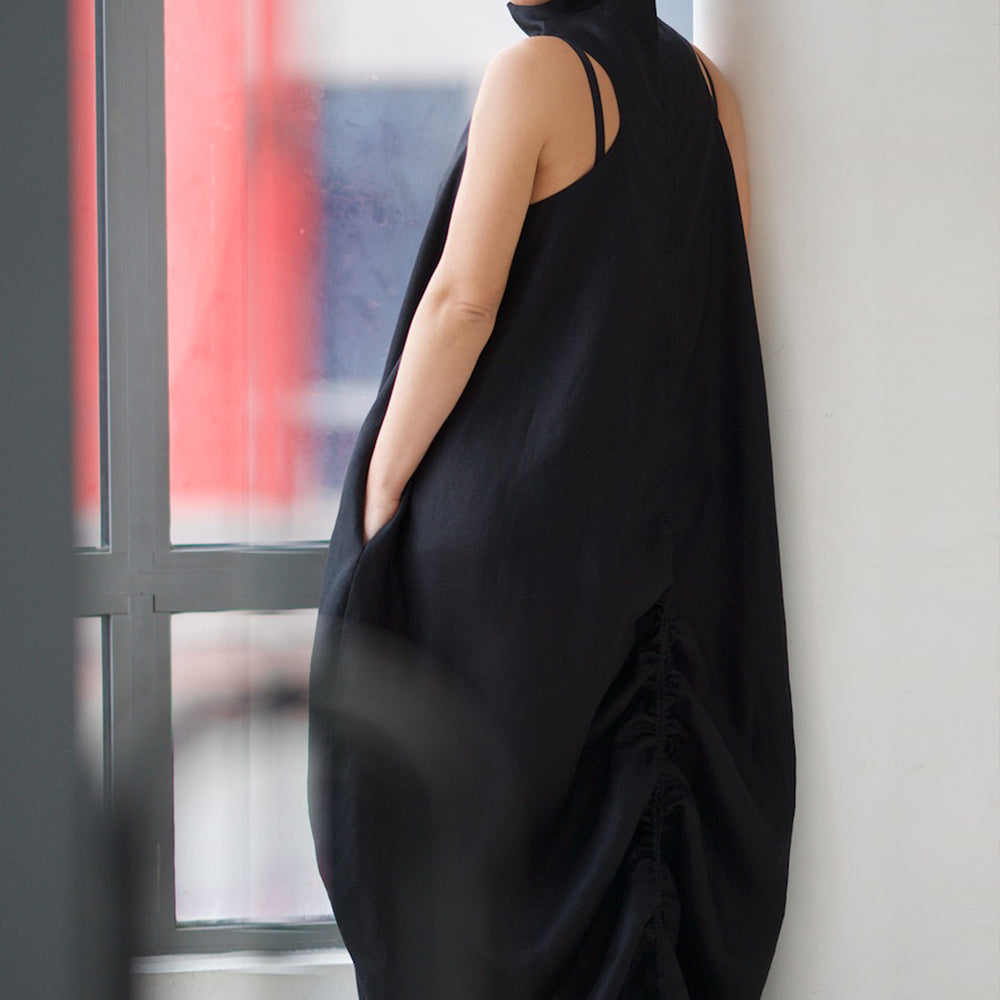 
                      
                        Cowl Neck Linen Dress in Black - VisibleArtShop
                      
                    