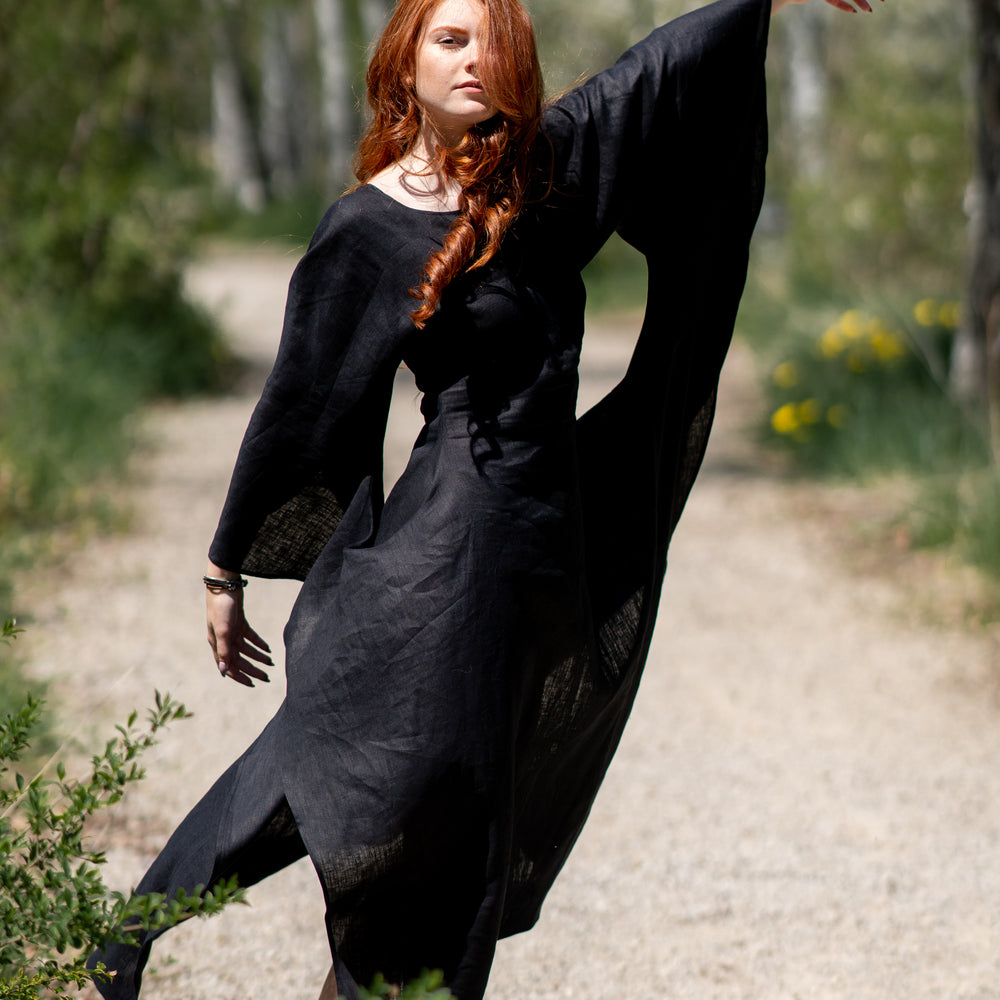 
                      
                        Long Linen Batwing Dress, VisibleArtShop
                      
                    