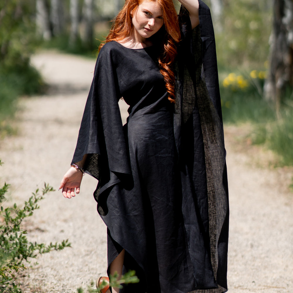 Long Linen Batwing Dress - Stylish & Sustainable Summer Wear