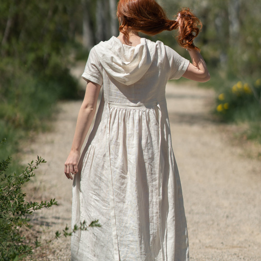 Feminine Hooded Linen Dress, Summer Linen Dress, Hooded Maxi Dress, Maxi Linen Dress, Women Linen Dress, Oversize Dress, Loose Dress, 2XL / White Feminine Hooded Linen Dress, Summer Linen Dress, Hooded Maxi Dress, Maxi Linen Dress, Women Linen Dress, Oversize Dress, Loose Dress, 2XL / White