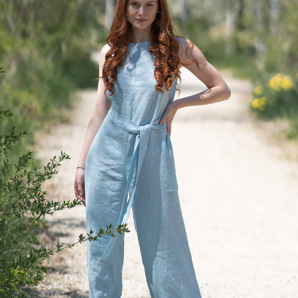 
                      
                        Linen Jumpsuit with Tie Belt, VisibleArtShop
                      
                    
