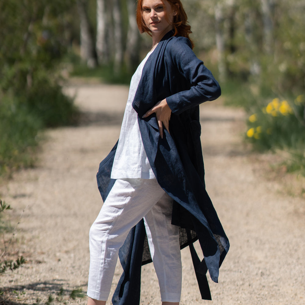 Asymmetrical Linen Cardigan - VisibleArtShop