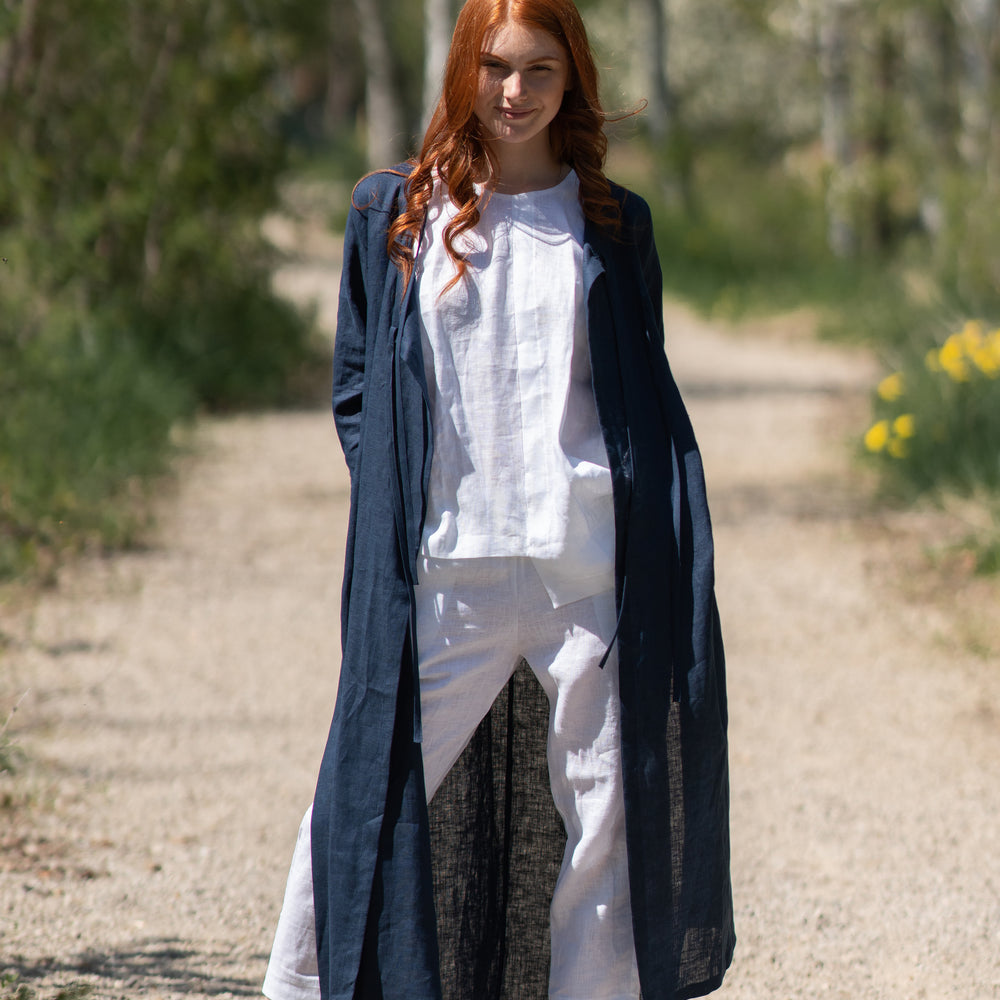 Linen Cardigan with Slits - VisibleArtShop