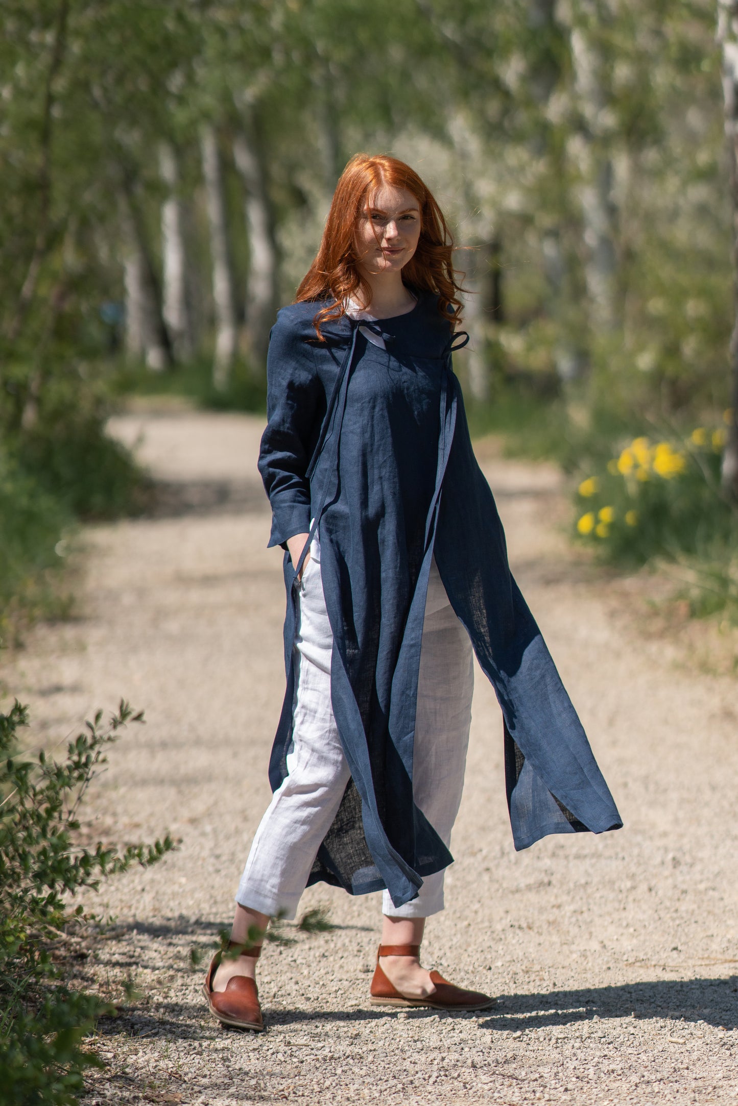 Linen Cardigan with Slits - VisibleArtShop