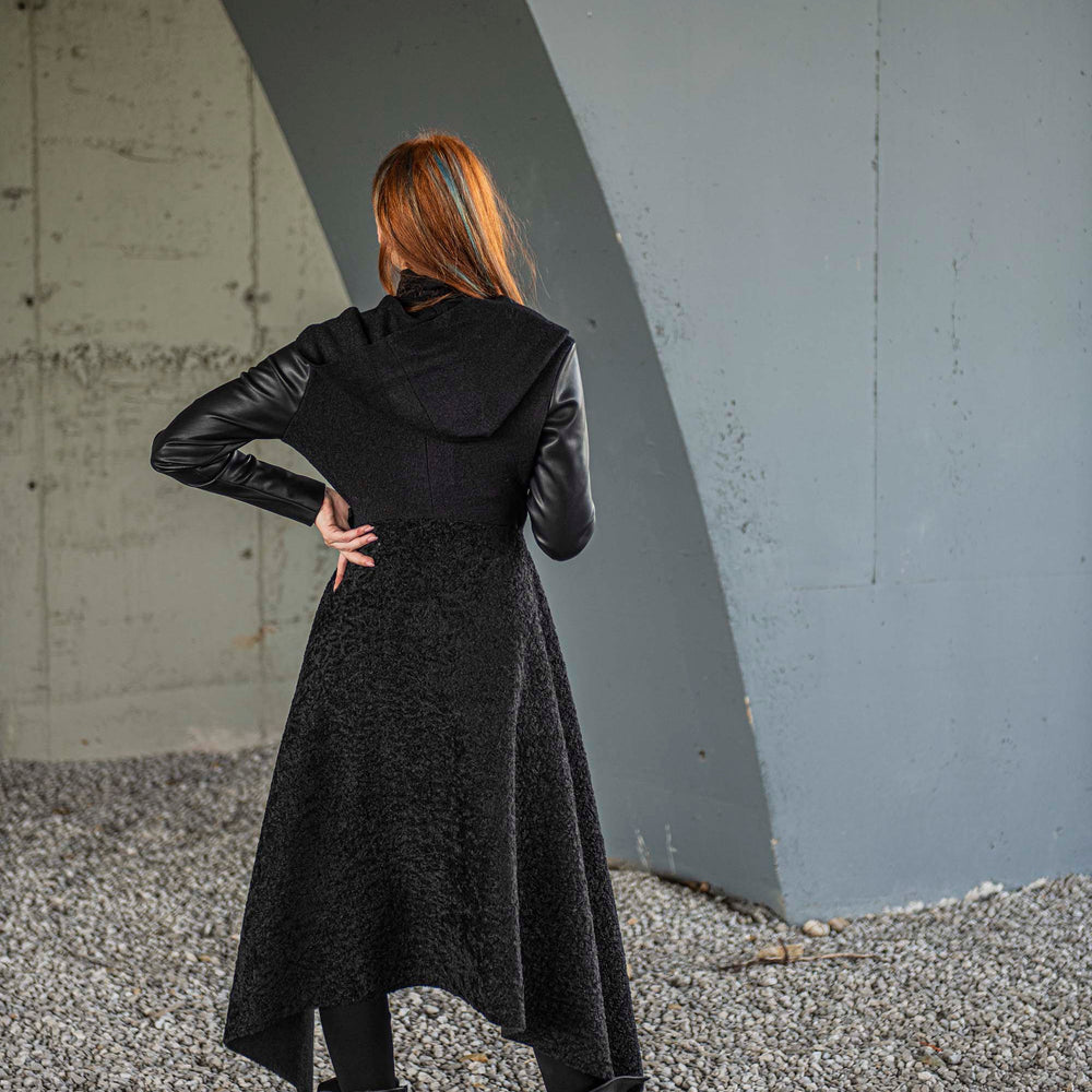
                      
                        Hooded Asymmetric Black Coat, VisibleArtShop
                      
                    
