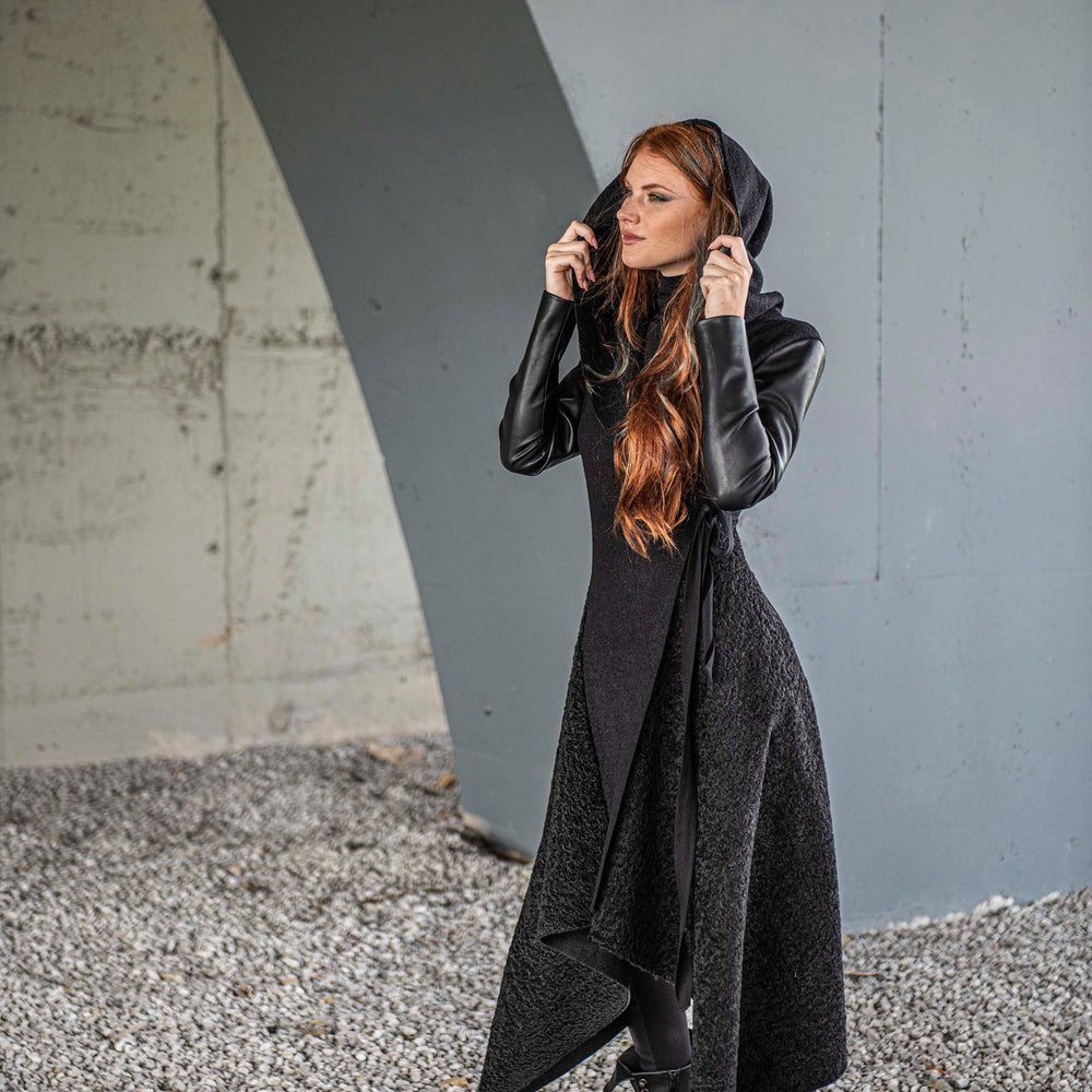 
                      
                        Hooded Asymmetric Black Coat, VisibleArtShop
                      
                    