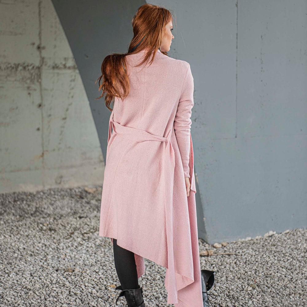 Wool Cardigan Coat in Pink - VisibleArtShop