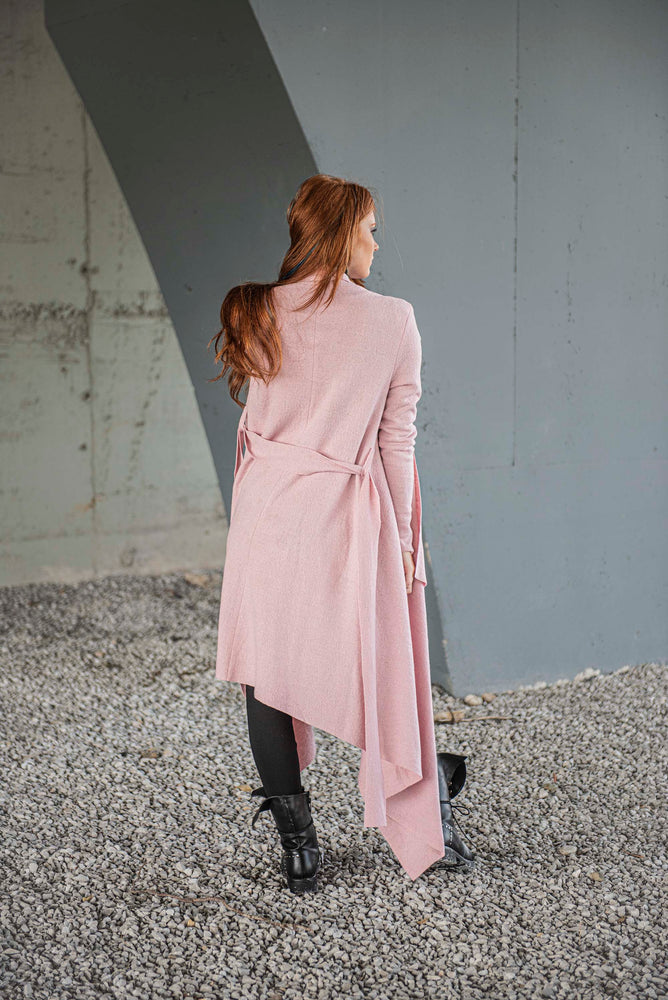 Wool Cardigan Coat in Pink - VisibleArtShop