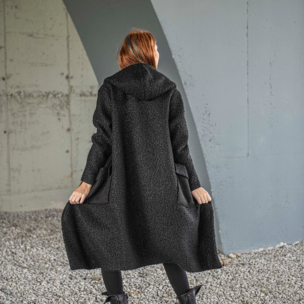 Shawl Hood Coat in Black - VisibleArtShop