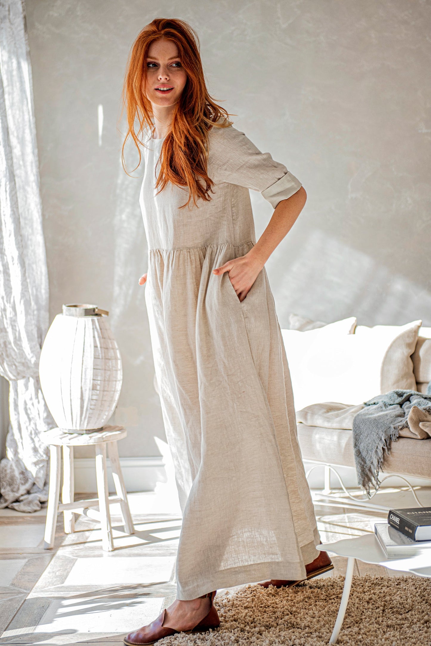 Romantic Linen Summer Dress, VisibleArtShop