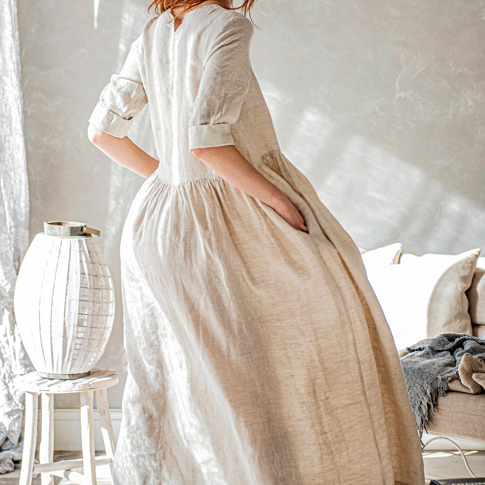 Linen Smock Dress - Effortless, Natural Linen Floor-Length Dress VisibleArtShop Linen Smock Dress - Effortless, Natural Linen Floor-Length Dress VisibleArtShop