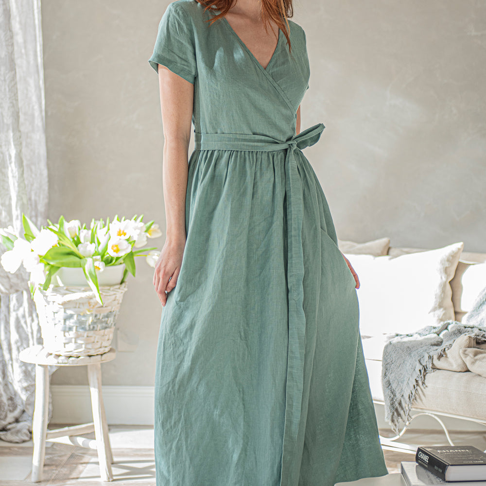 
                      
                        Long Linen Wrap Dress - VisibleArtShop
                      
                    