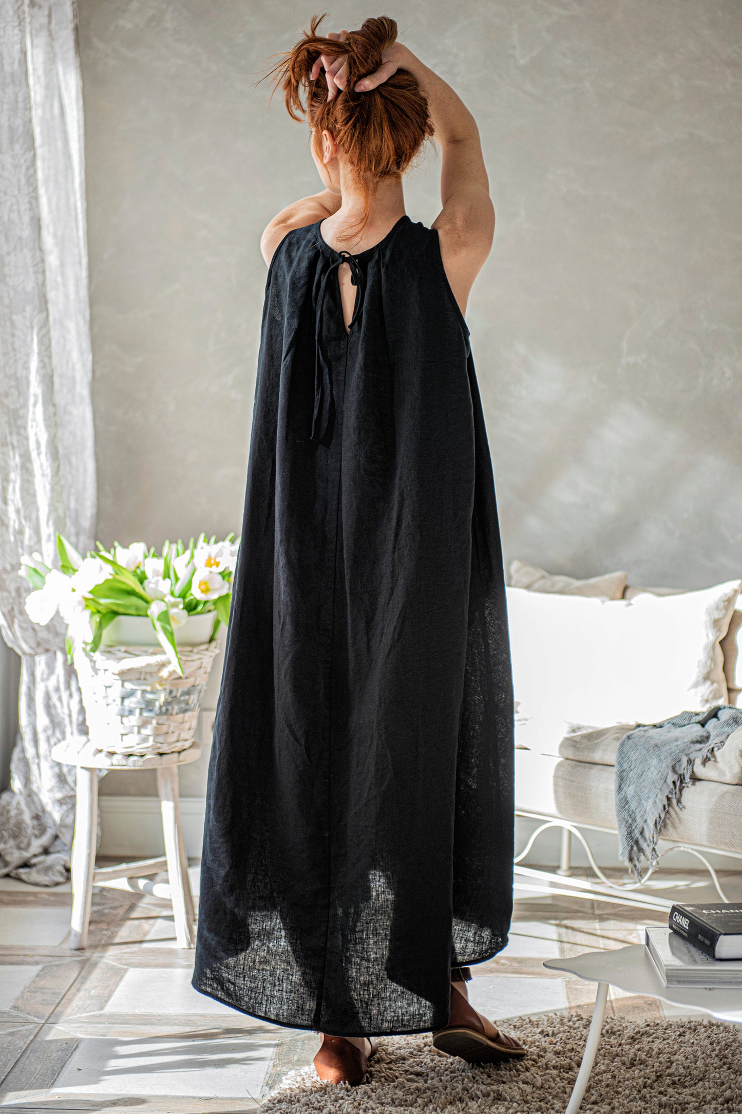 Sleeveless Linen Loose Dress, VisibleArtShop
