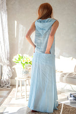 Hooded Linen Dress with Pockets - VisibleArtShop