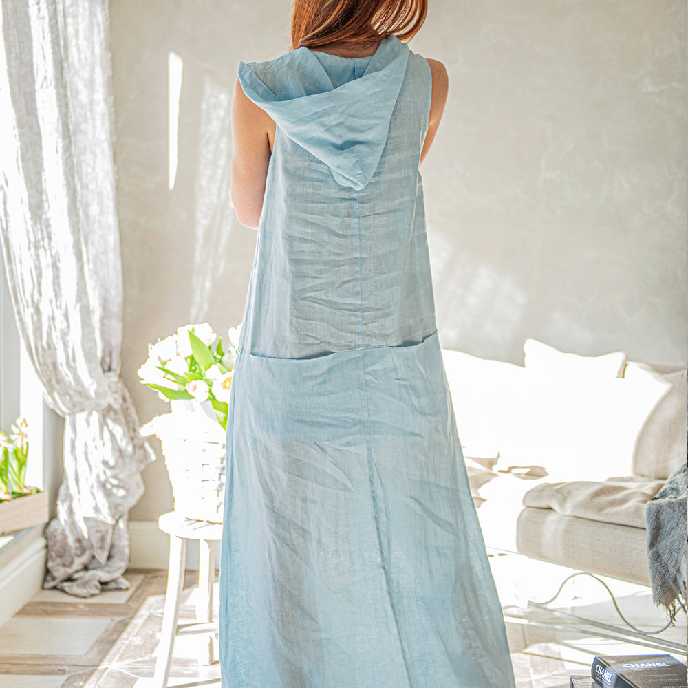 
                      
                        Hooded Linen Dress with Pockets, VisibleArtShop
                      
                    
