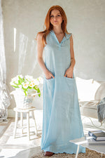 Hooded Linen Dress with Pockets - VisibleArtShop